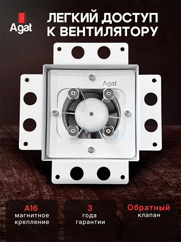 Решетка + вентилятор Light Air-Vent 150х150 D100 (белая) — фото, характеристики
