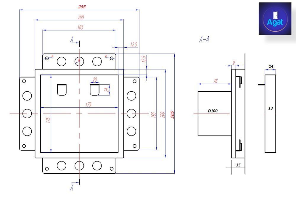 Решетка + вентилятор Plaster Air-Vent GKL 200х200 D100 (черная) — фото, характеристики
