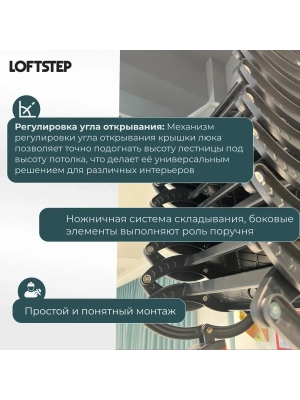 Лестница ножничная металлическая LOFTSTEP LCS (CH) 70*100/300 детальное фото