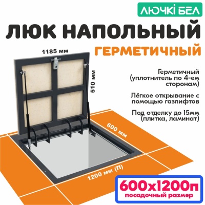 Люк напольный с амортизаторами Герметичный 60х120П детальное фото