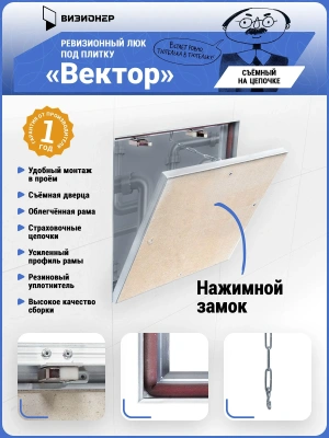 Съемный люк под плитку Вектор 40х50 детальное фото