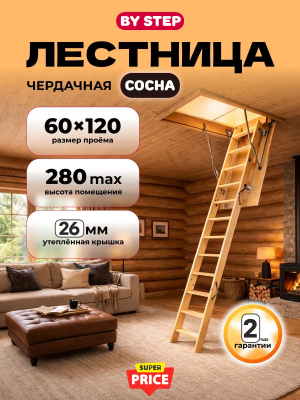 Лестница чердачная By Step 60x120x280 детальное фото
