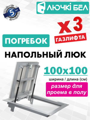 Люк напольный с амортизаторами Погребок 100-100 детальное фото