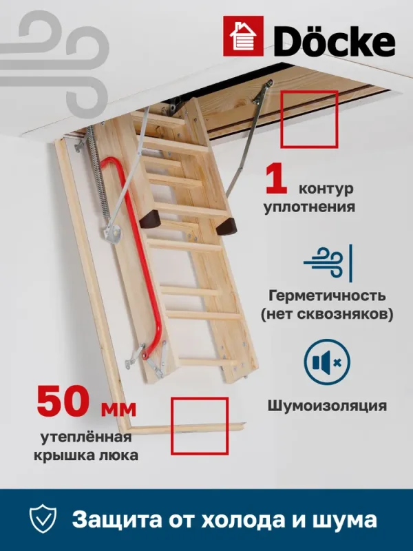 Чердачная лестница Docke Standard Termo 60×120×300 см — фото, характеристики