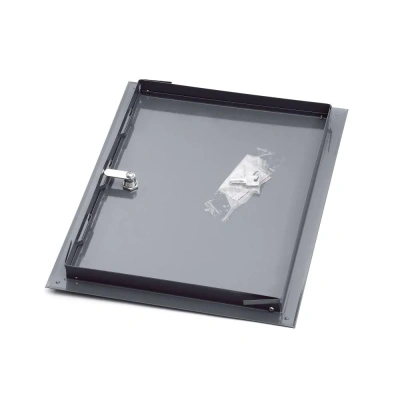 Люк металлический с замком 400х750 серый детальное фото